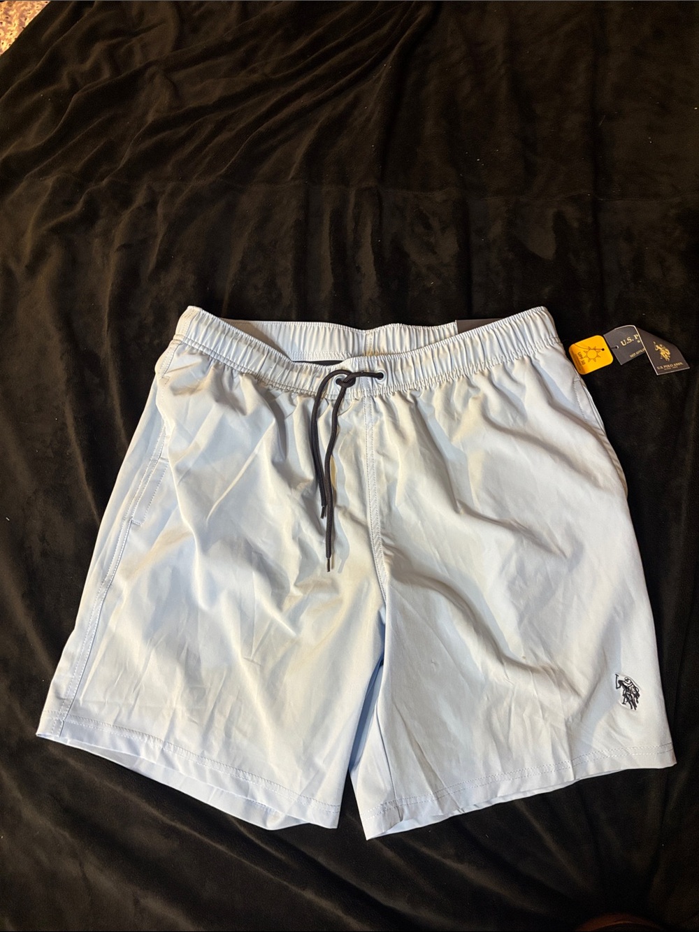 Men's Light Blue Swim Shorts with Drawstring